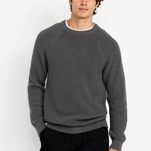 Old Navy Men's Cotton XXL Tall Crew-Neck Shaker-Stitch Sweater Gray